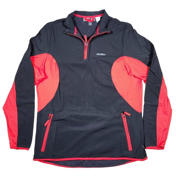 Fila Ferrari Idea Mens Black Red Half-Zip Pullover With Zipped Pockets XL Vtg - Picture 2 of 11